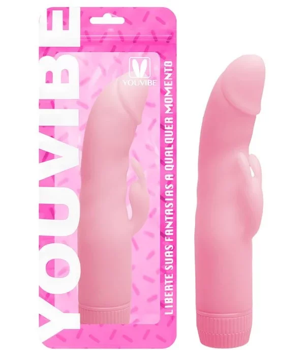 Vibrador Rabbit Ponto G Plug Lateral - ROSA