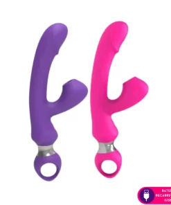 Vibrador em formato glande ponto G com estimulador por sucção - PINK
