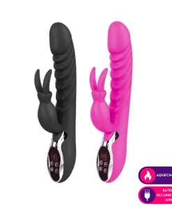 Vibrador F9 ponto G com estimulador clitoriano e aquecimento - PRETO