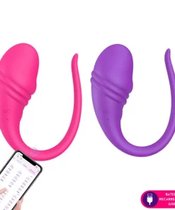 Cápsula 8QW vibratória em formato de glande por aplicativo - PINK