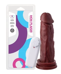 Pênis Com Vibrador E Ventosa 18 X 4,6 Cm -  CHOCOLATE