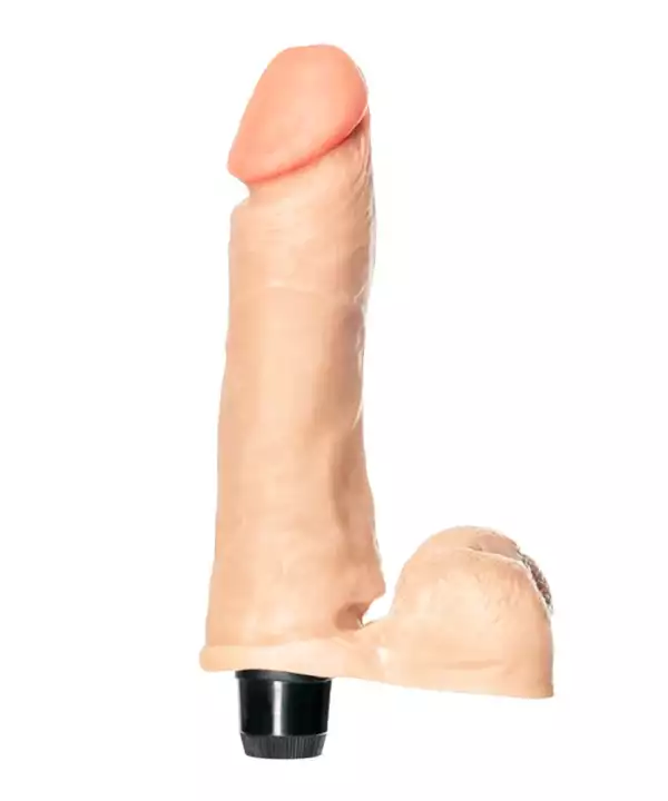 PRÓTESE CYBER SKIN COM VIBRO INTERNO E ESCROTO THOR 18X5CM
