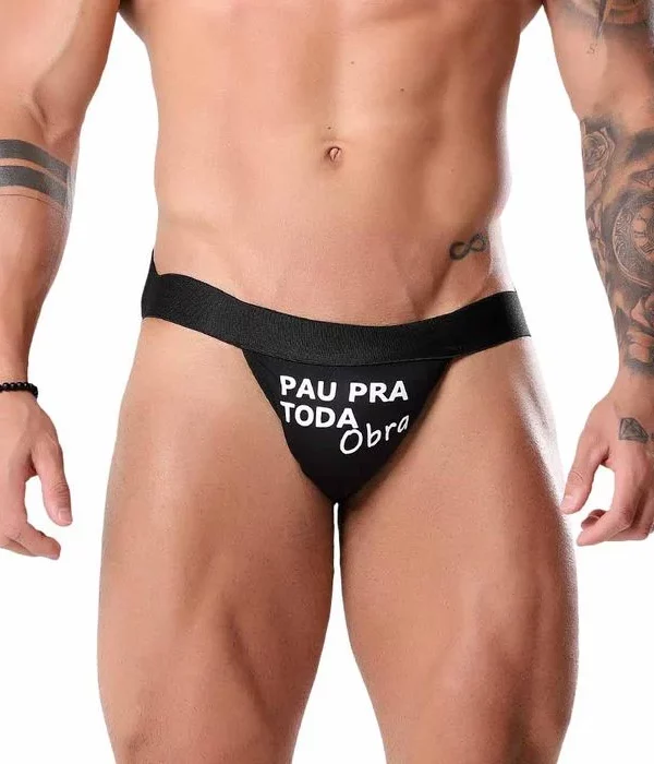Cueca Jockstrap Fetiche Preta - PAU PRA TODA OBRA