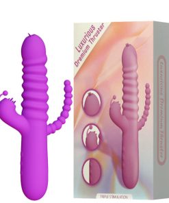 Vibrador Recarregável Vai e Vem com Estimulador Clitoriano e Penetrador Anal Escalonado – LUXURIOUS DREMIUM THRUSTER