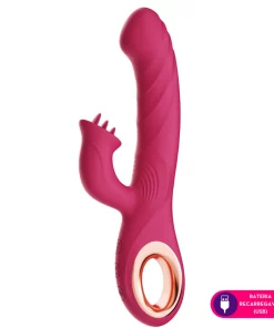 Vibrador vai e vem com estimulador clitoriano