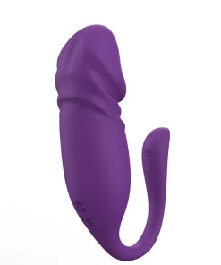 Vibrador de casal vai e vem em formato de glande por aplicativo -ROXO