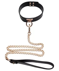 Coleira Bondage E Correte Guia Luxo Preto
