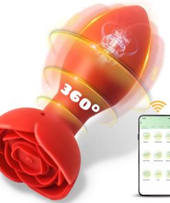 Plug Anal Rosa Giratória com Vibração com Controle Via Aplicativo