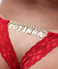 CALCINHA FIO DENTAL GIS VERMELHA FRASES TRASEIRA - PUTINHA