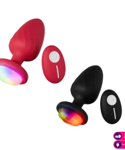 Plug anal vibratório em silicone com led e controle remoto - vermelho