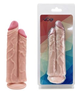 Pênis Realístico Duplo com Ventosa, Possui Veias e Glandes Salientes 27x8x4,5 cm