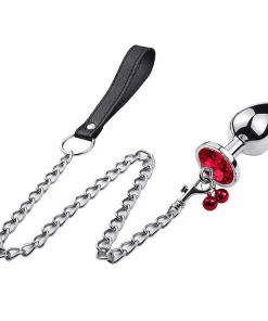 Plug Anal Metal Pingente Com Corrente Tamanho P - VERMELHO