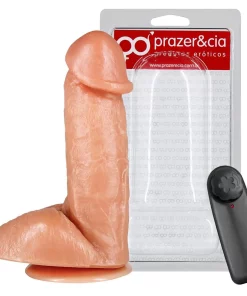Protese Com Vibro Escroto E Ventosa 16 X 4,4Cm