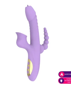 Vibrador estimulador triplo com vai e vem e aquecimento FH6