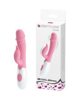 Vibrador com Ponta no Formato de Glande, Veias Saliêntes e Estimulador Clitoriano - PRETTY LOVE PETER