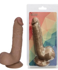 Prótese Realística 21 cm com Escroto, Veias Salientes, Glande e Ventosa - 21×4,4×8 cm