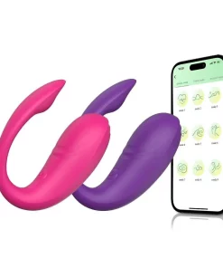 VIBRADOR CASAL À LONGA DISTÂNCIA APP COM ESTIMULADOR NA PONTA 10 VIBRAÇÕES - ROXO