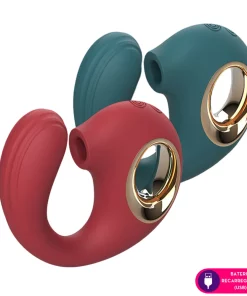 Vibrador ponto G com estimulador clitoriano s5 - VERMELHO