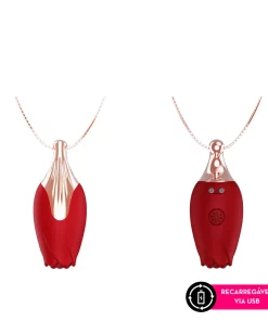 Vibrador em formato de rosa com colar