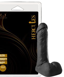 Perseu – Prótese Realística 17,5 x 3,7 cm – Com Escroto e Toque Confortável - PRETO