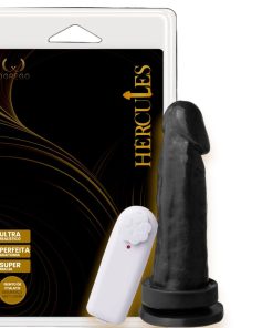 Dionísio – Vibrador Realístico 17 x 4,5 cm – Com Ventosa e Controle com Fio - preto