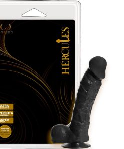 Hefesto – Pênis com Ventosa 21,5 x 5,4 cm – Curvatura Realística e Toque Macio - PRETO