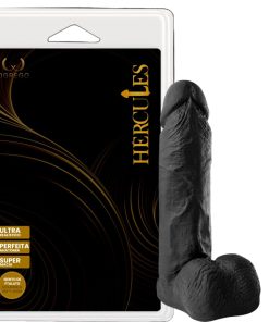 Ares – Prótese Realística 19 x 4,4 cm – Com Escroto e Peso Encorpado - preto