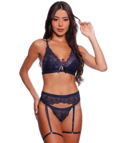 Conjunto Emily Sem Bojo com Cinta Liga - MARINHO- G