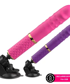 Mini vibrador vai e vem com ventosa - PINK