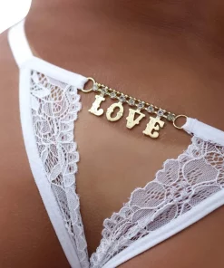 Fio Dental Gis Branca Palavras - LOVE