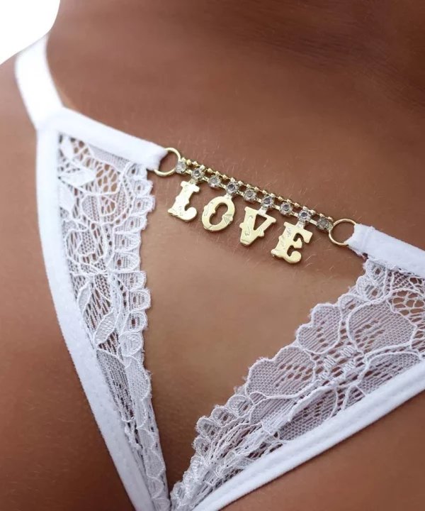 Fio Dental Gis Branca Palavras - LOVE