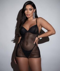 Camisola Em Tule Com Calcinha Fio Dental - TAMANHO G