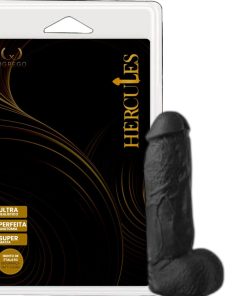 Titã – Prótese Realística 22 x 5 cm Com Escroto para Penetração Extrema - PRETO
