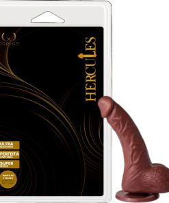 Pênis Maciço Hércules – Talos 16,3 x 4,5 cm (com ventosa e escroto) - CHOCOLATE