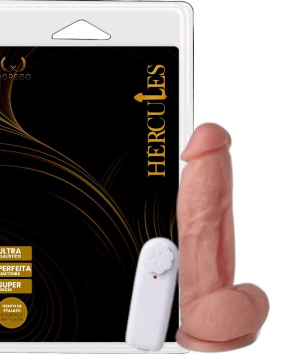 Pênis com Vibrador Hércules – Titã 18 x 4 cm (com ventosa e escroto)