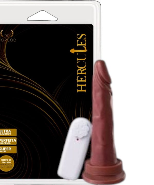 Pênis com Vibrador Hércules – Argos 17,5 x 4,2 cm (com ventosa) - CHOCOLATE