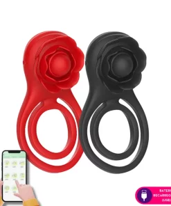 Anel peniano duplo com rosa estimuladora t5j - PRETO