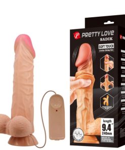 Pênis Realístico 24 cm, com Camada de Dupla Densidade, Escroto e Vibração Multivelocidade