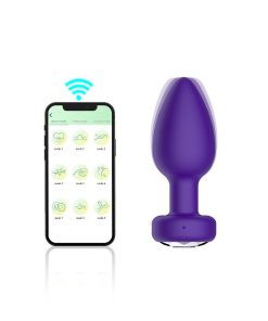 PLUG ANAL VIBRO SILICONE APP 10 MODOS  asa5 - ROXO