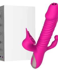 Vibrador Vai e Vem com Sugador Aquecimento e Língua - pink