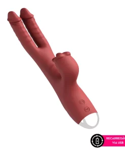 Vibrador duplo vai e vem com estimulador clitoriano KY