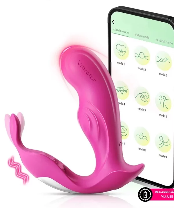 Vibrador com estimulador clitoriano por aplicativo QRT5 - pink
