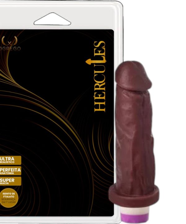 HÉRCULES POLIFEMO – PRÓTESE REALÍSTICA 18 x 4,6 CM COM VIBRO - CHOCOLATE