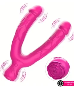 Vibrador duplo em formato U com estimulação