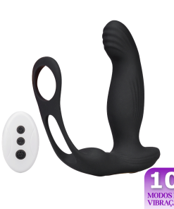 Vibrador de Próstata Anel Peniano Duplo com Movimentos de Vem e Aquecimento