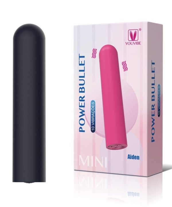 CÁPSULA POWER BULLET RECARREGÁVEL 10 VIBRAÇÕES AIDEN - PRETO