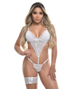 Body Rendado Com Persex Sensual G - BRANCO