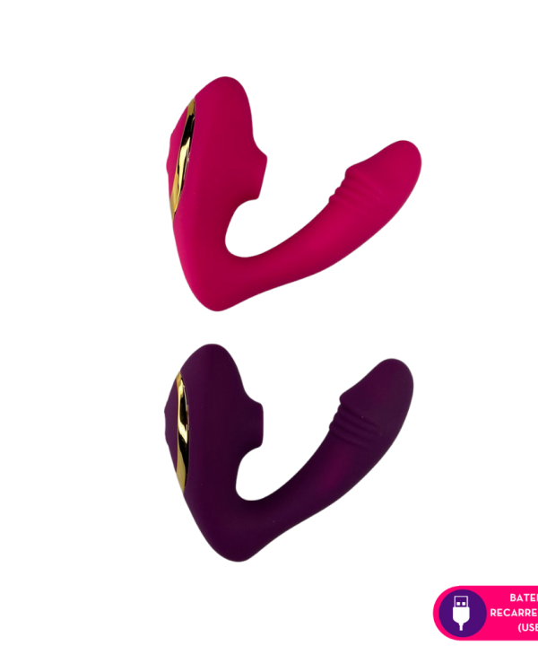 Vibrador de calcinha com formato glande e estimulador clitoriano por Tecnologia de Vibroar - pink