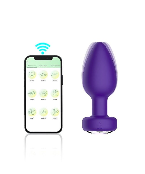 PLUG ANAL VIBRO SILICONE APP 10 MODOS asa5 - ROXO