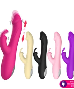 Vibrador ponto G com estimulador rabbit VAI E VEM S6 - PINK